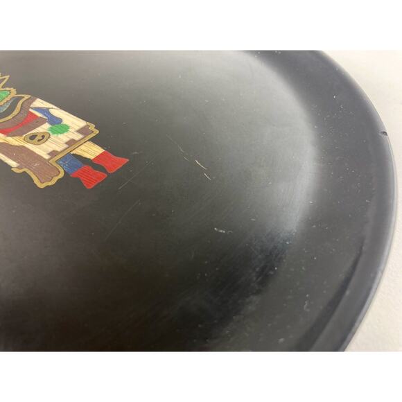 Couroc Monterey Tray Plate 10.2" Round Kachina Brass Wood Inlay Pueblo Hopi Dol - Picture 5 of 6